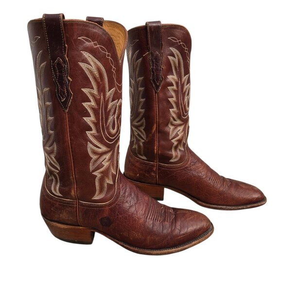 Lucchese 2000 Cowboy Boots Brown Leather Mens 9.5 D Western Wear Rodeo Country - Picture 12 of 16